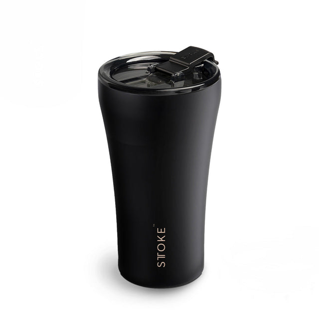Luxe Black STTOKE Reusable Coffee Cups — 12oz